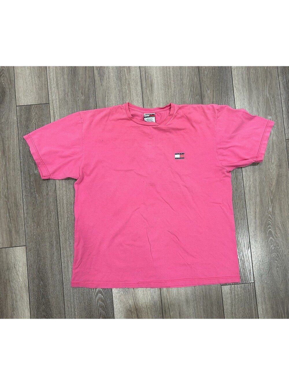 Vintage Tommy Hilfiger Logo T Shirt Pink Flag Tee Size Large